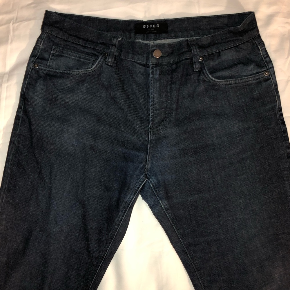 DSTLD Men’s jeans, uniquely destroyed, 34/30,